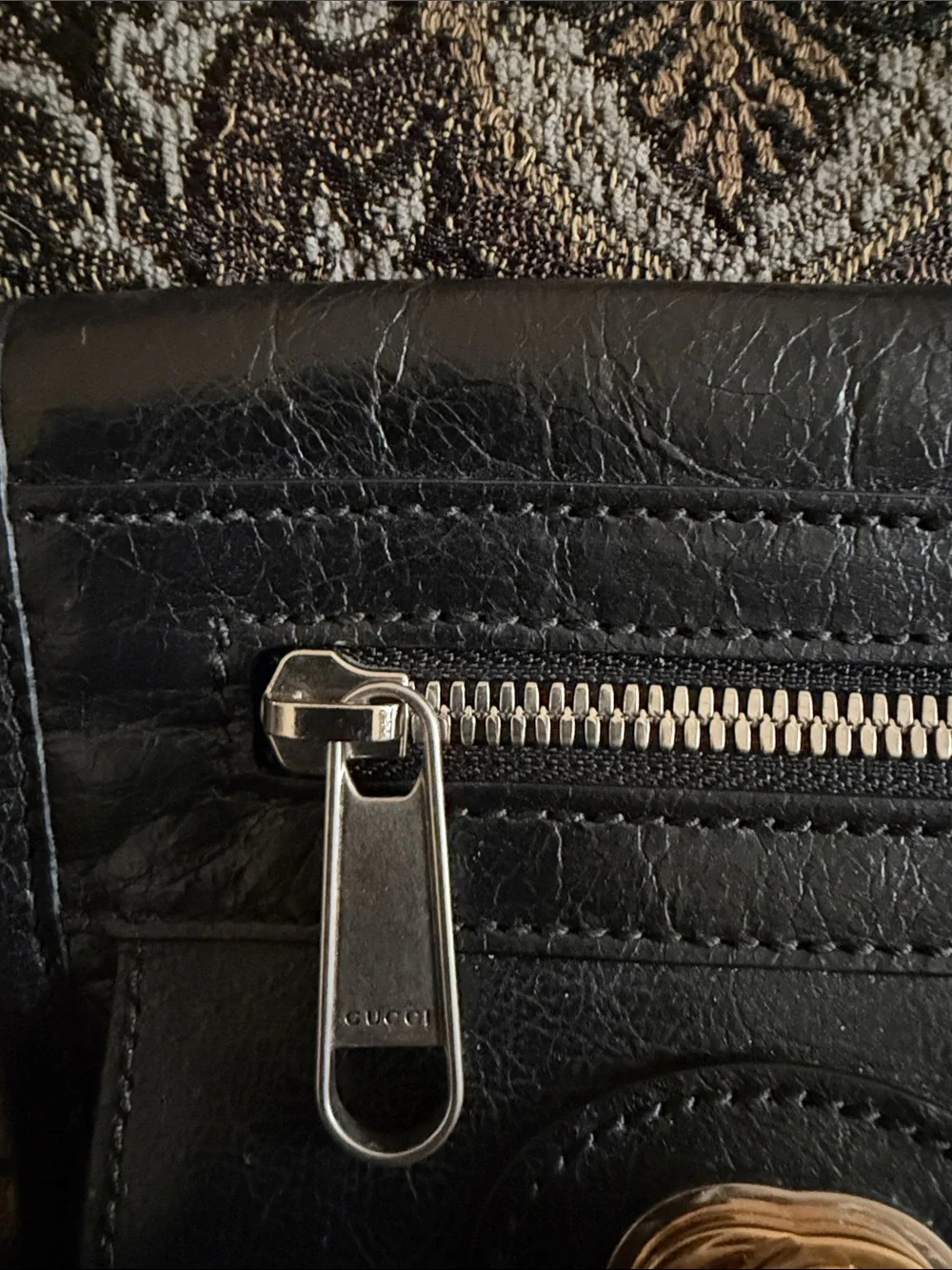 Gucci Black Leather Crossbody Bag with Gold Accent - Men Bags